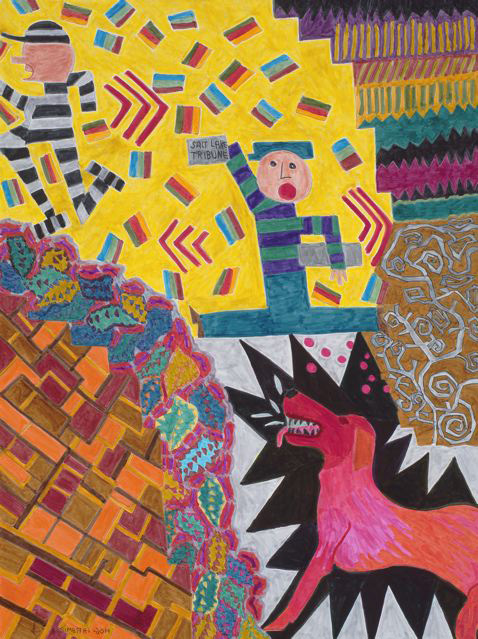 Early Morning Scene with Red Dog, Convict and Paperboy